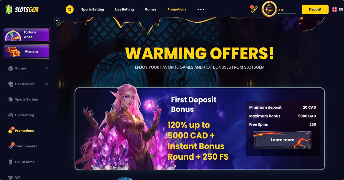 SlotsGem Casino Bonuses and Promo Codes