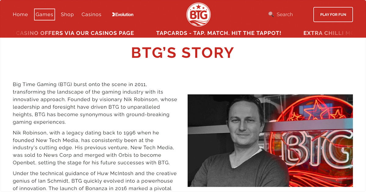 Big Time Gaming general information and stats