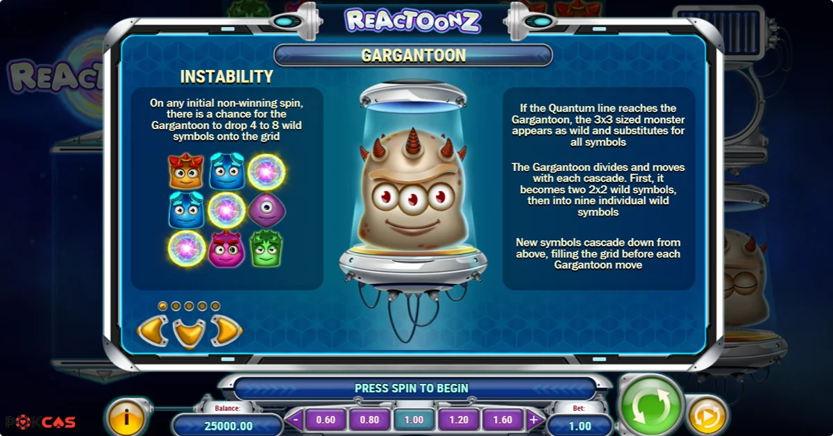 Reactoonz Features and Bonus Features