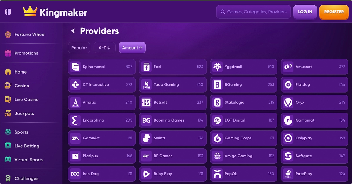 Software Studios Supplying Kingmaker Casino