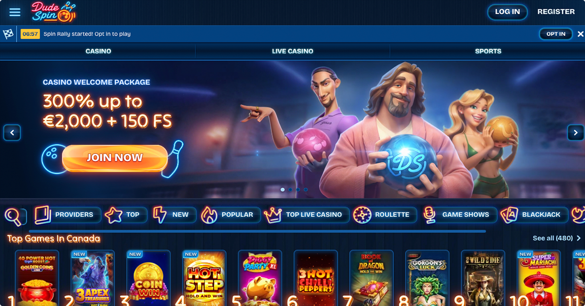 Dudespin casino theme and design