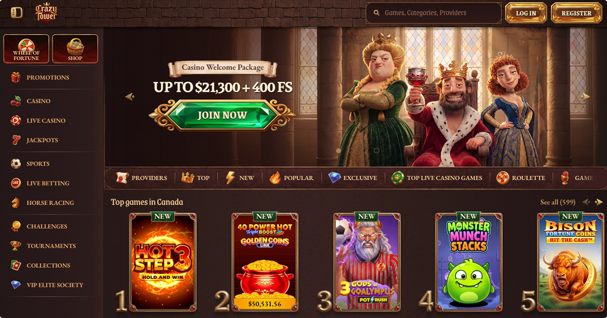 CrazyTower Casino Design and Playing Experience
