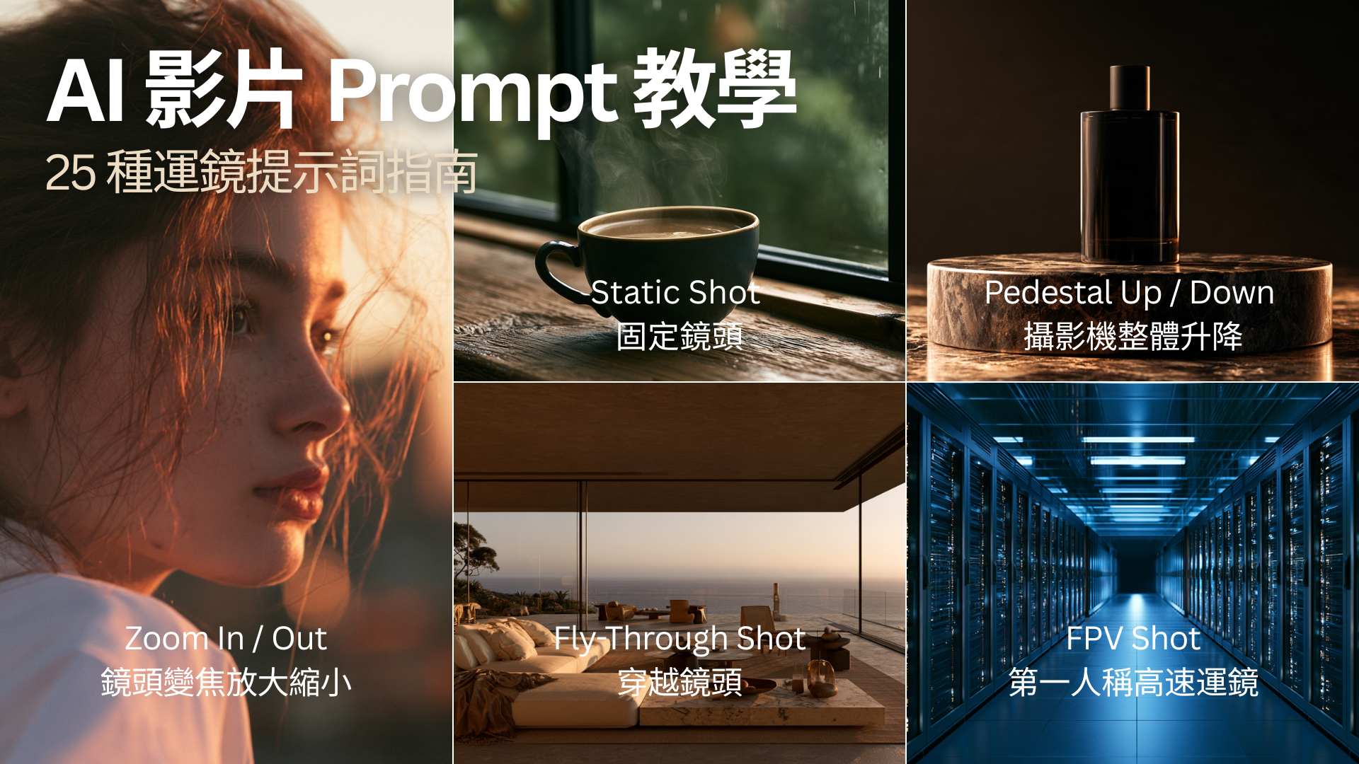 AI 影片 Prompt 教學：25 種 Camera Movement 運鏡與提示詞完整指南