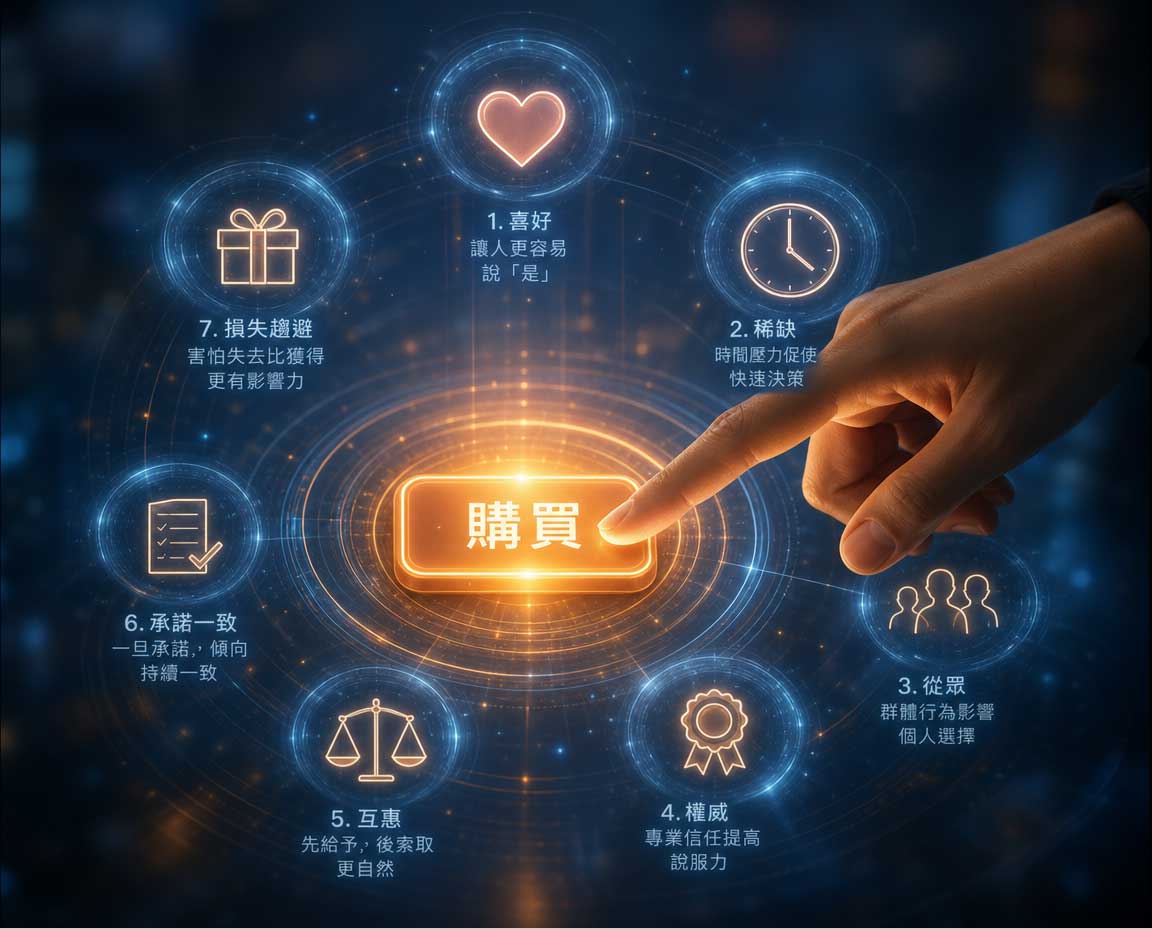 Cialdini 影響力七大原則：從互惠到團結，那些讓人不自覺點下購買鍵的心理開關