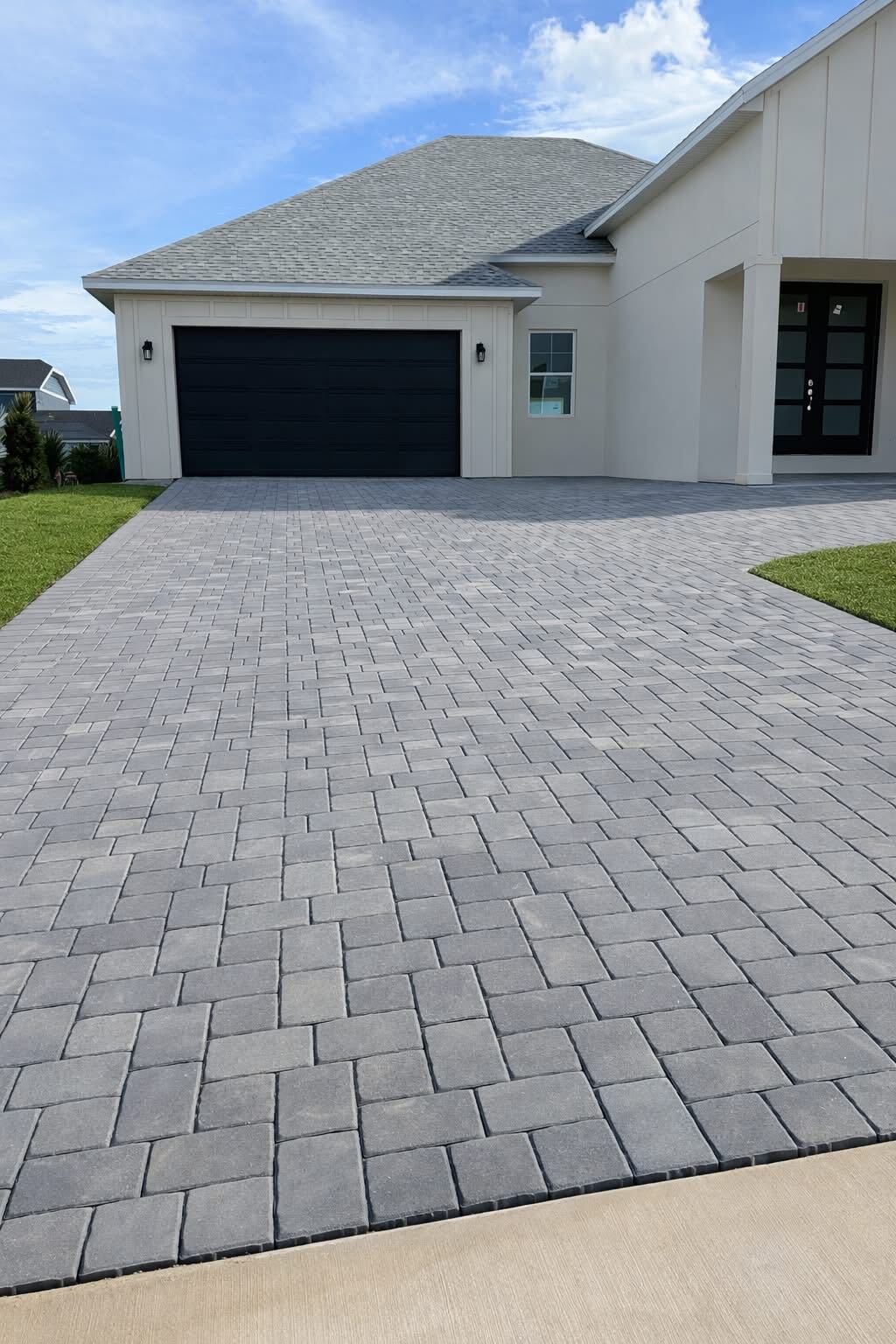 Gray brick paver driveway installation in Orlando FL