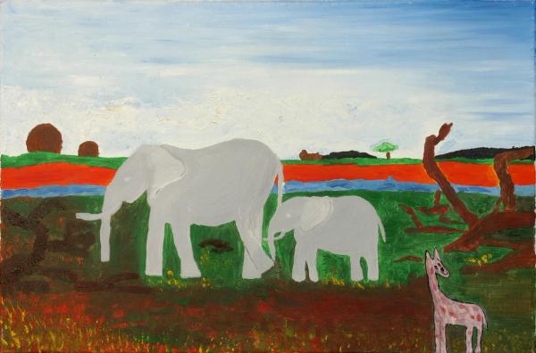 Les éléphants dans la savane
