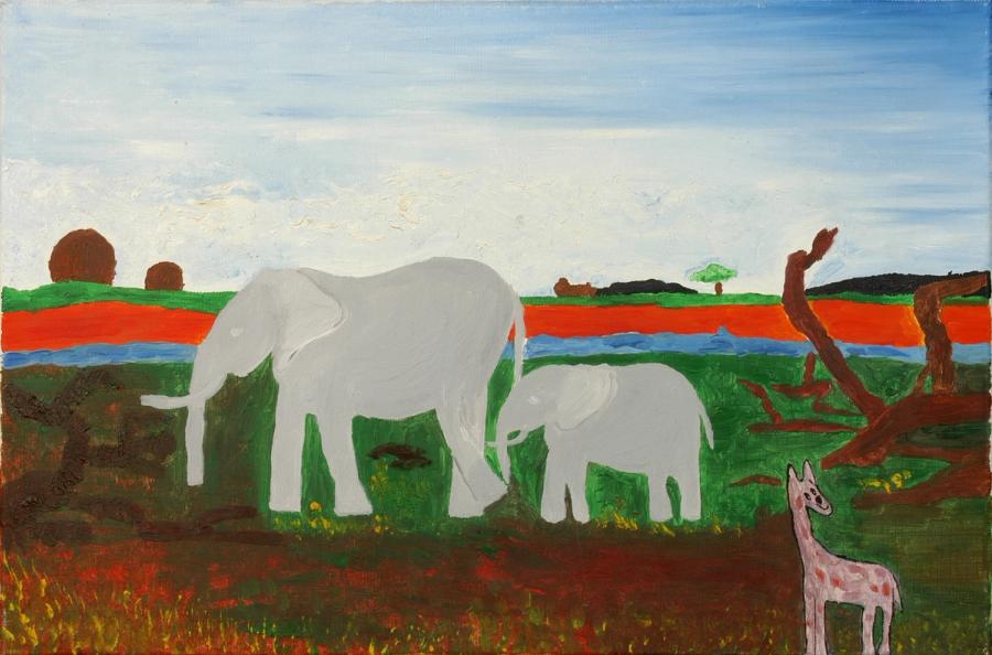 Les éléphants dans la savane
