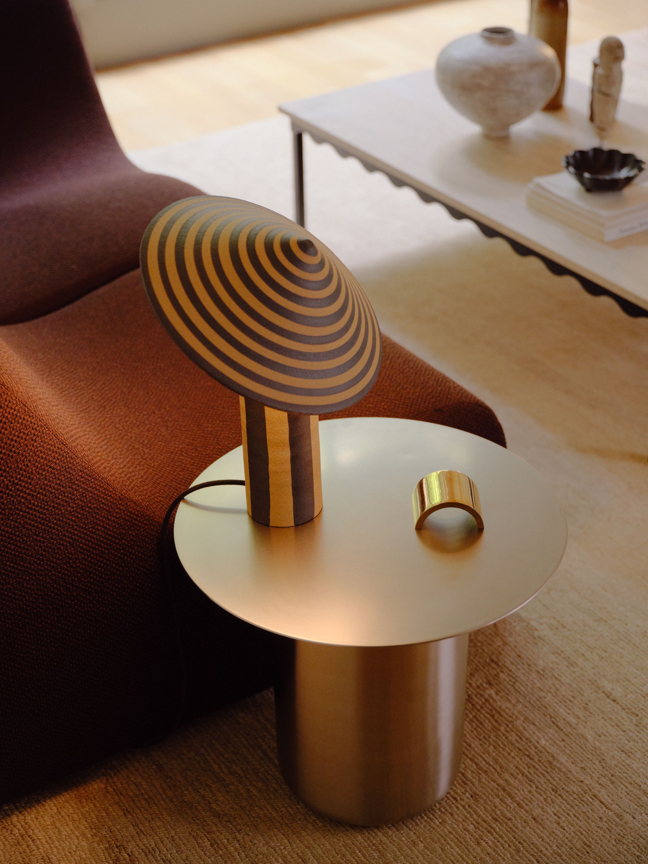 Dancer Table Lamp and Sequence Side Table in Stainless Steel