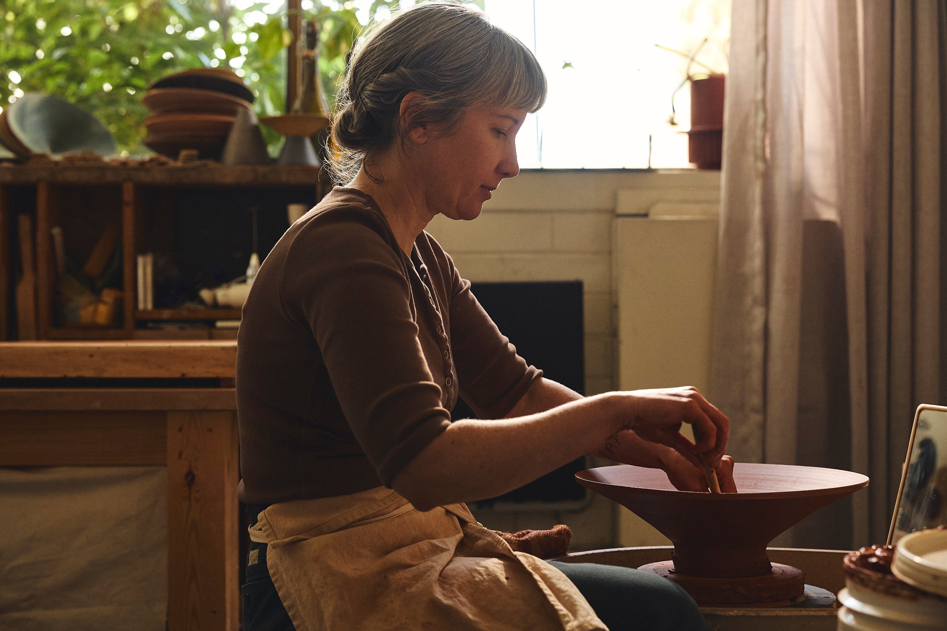 Ceramicist Belinda Wiltshire in her Preston studio