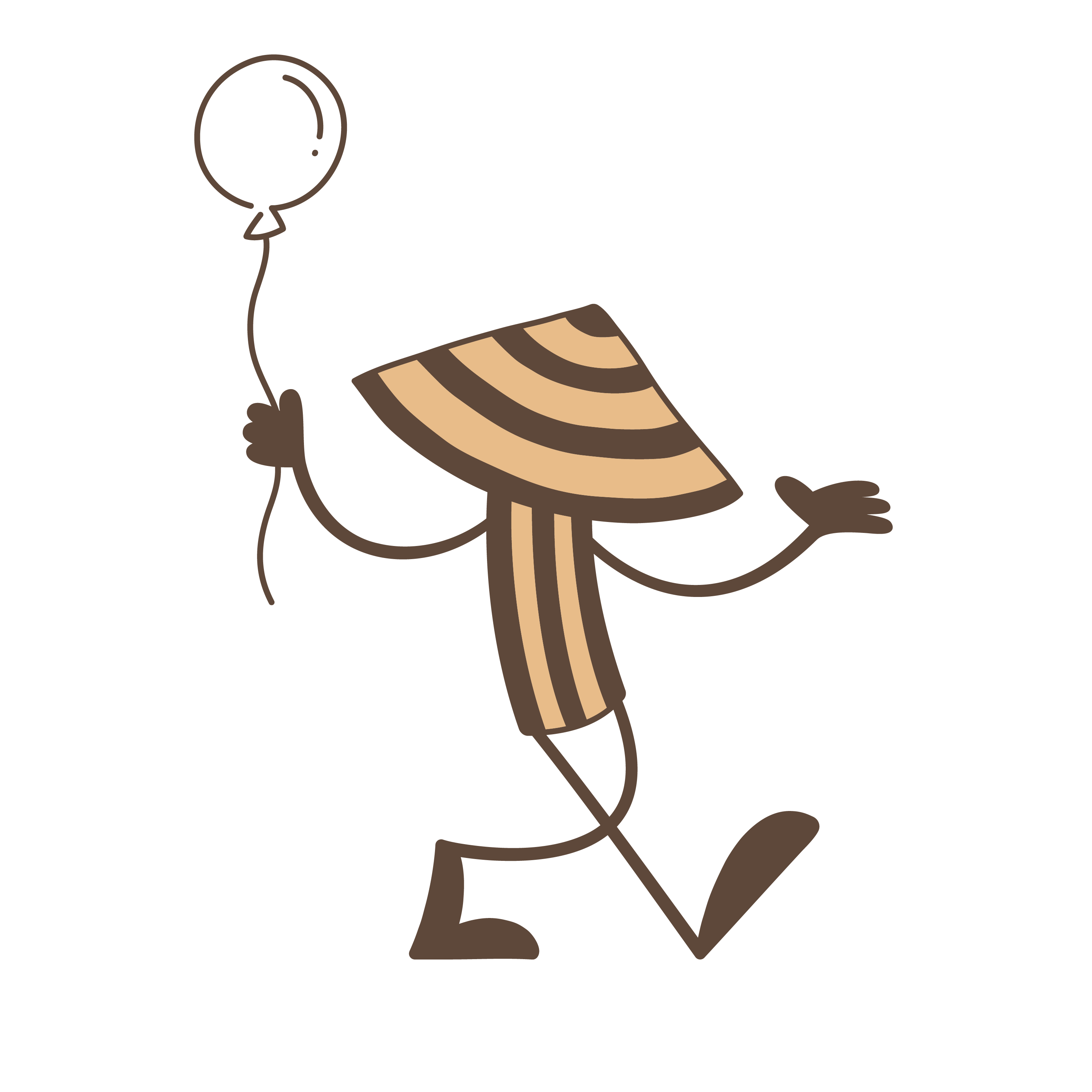 Illustrated Dancer Table Lamp walking with a balloon