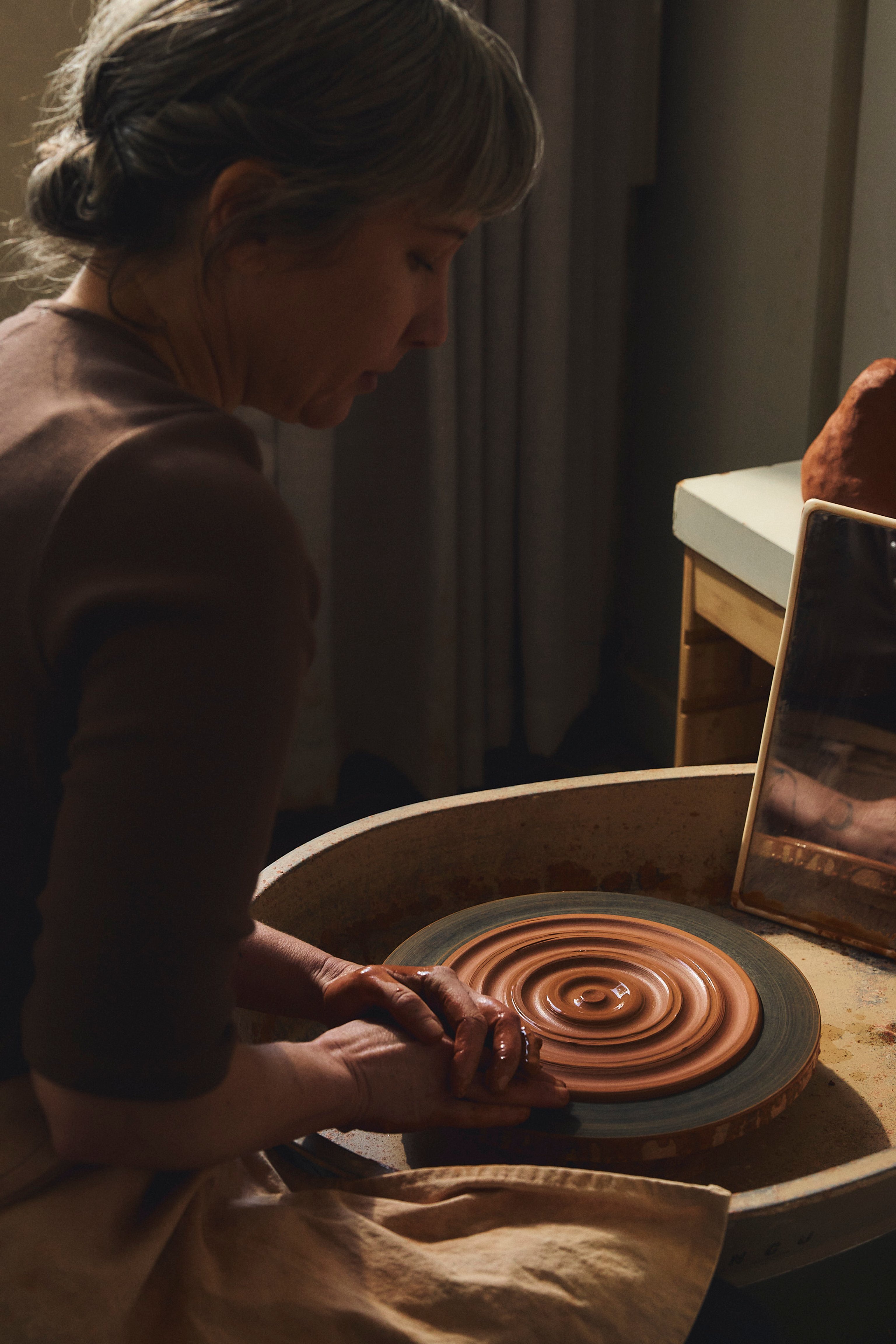 Ceramicist Belinda Wiltshire in her Preston studio