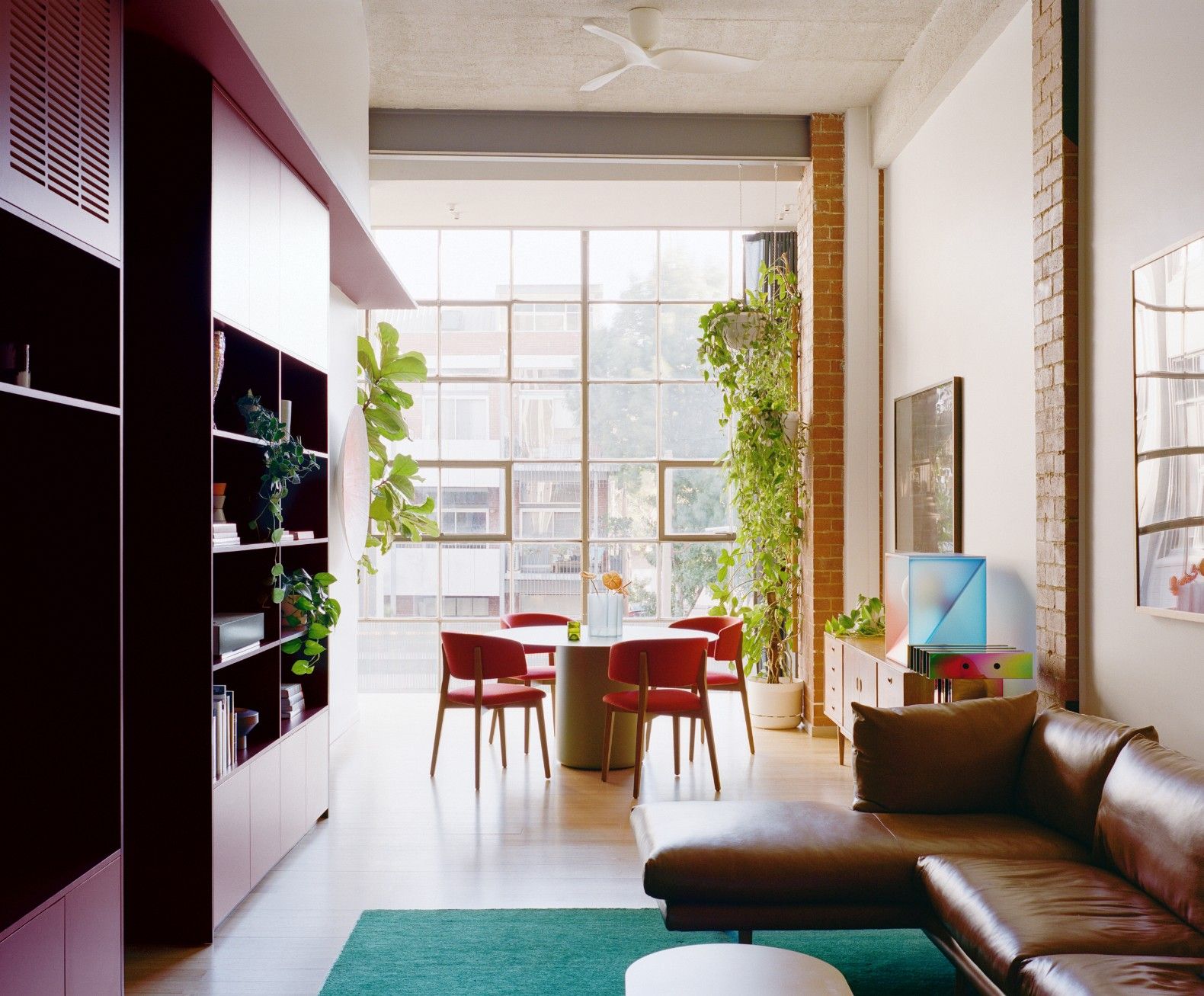 Large kitchen designed by Field Office Architects. Pale timber and concrete finishes.