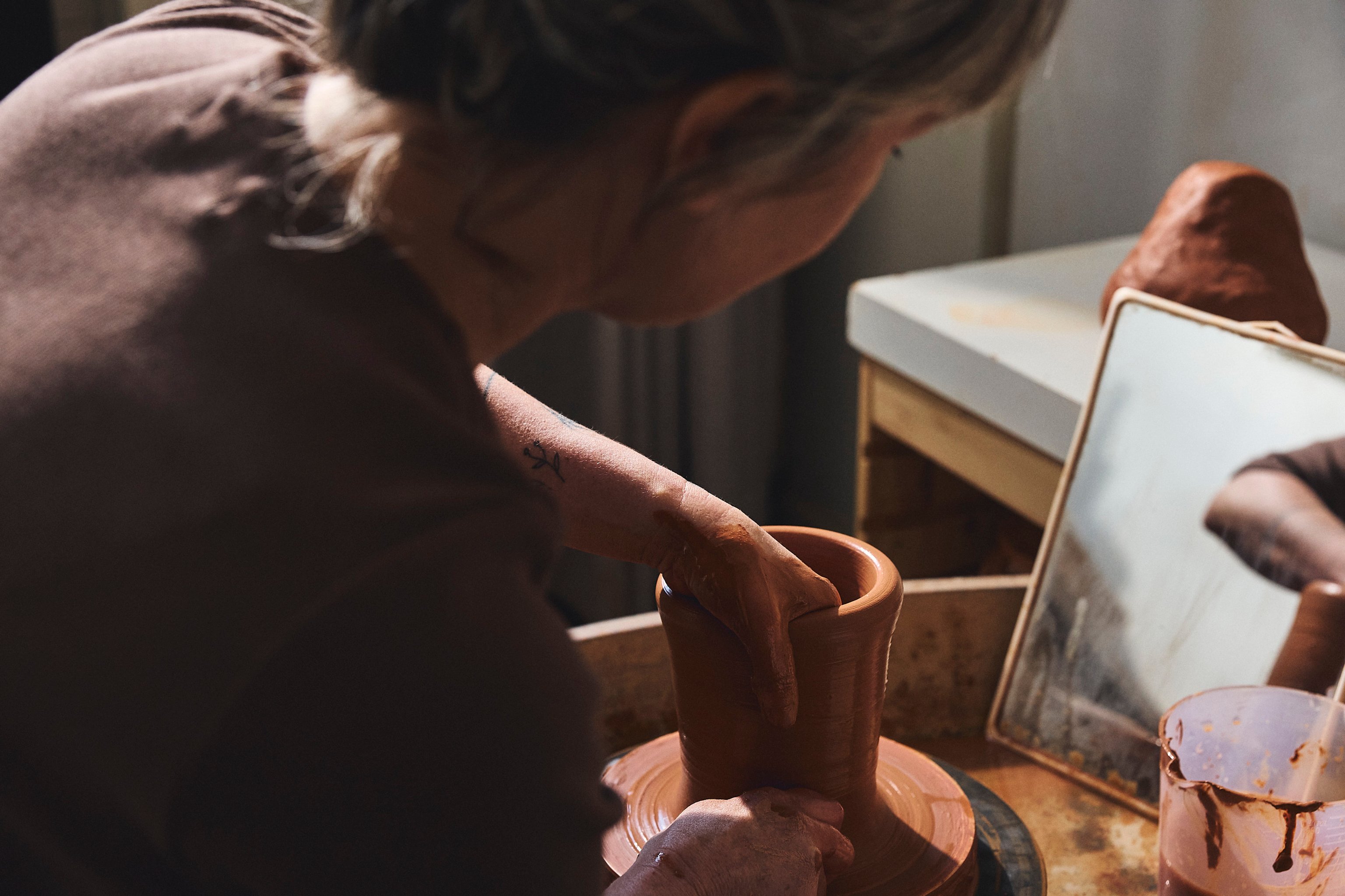 Ceramicist Belinda Wiltshire in her Preston studio.