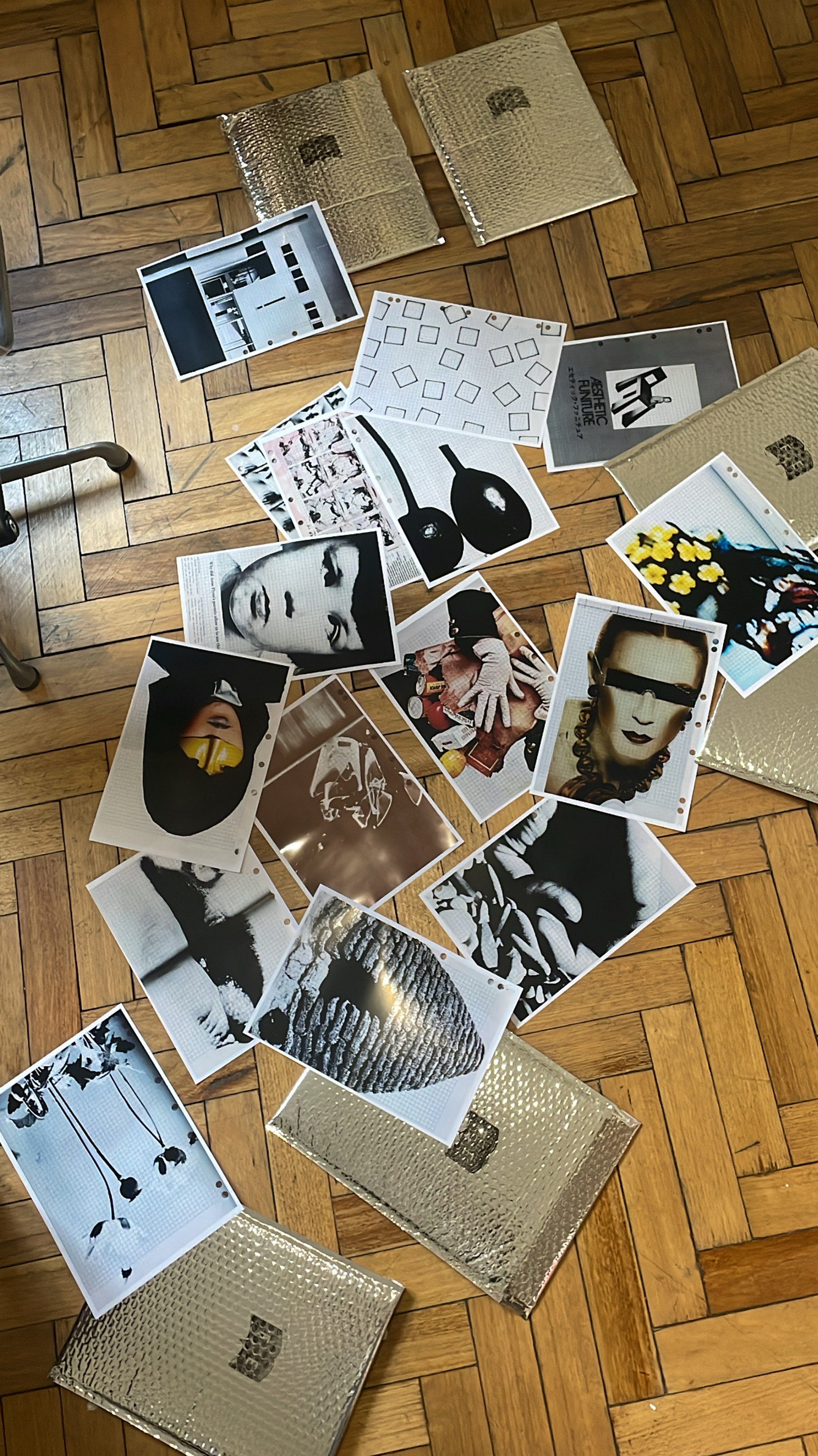 An assortment of posters and book pages found at First Edition Library