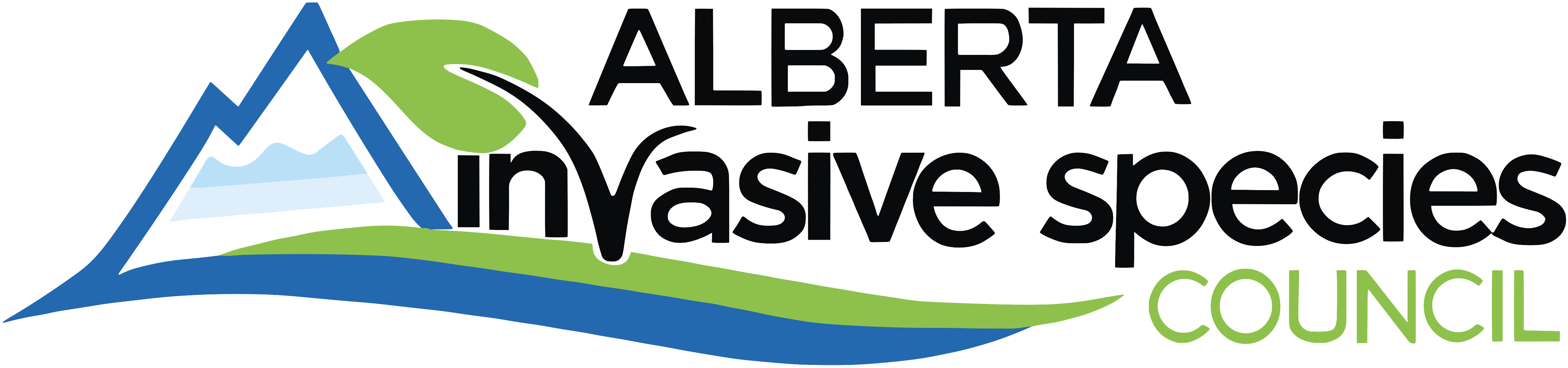 Logo for Alberta Invasive Species Council on a transparent background