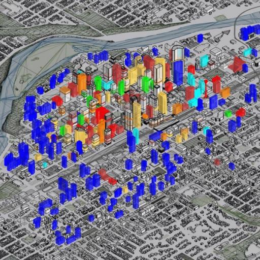 Render of various building heights in the Calgary area