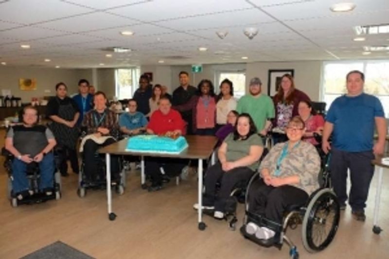 A group of people in wheelchairs