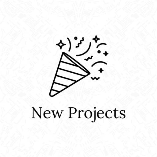 Text reading "New Projects" underneath an icon of a birthday hat