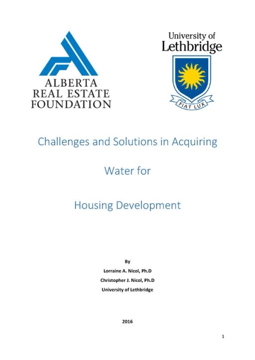 Document cover for resource 'Challenges and Solutions in Acquiring Water for Housing Development'