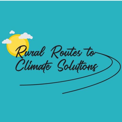 Logo for Rural Routes to Climate Solutions on a blue backdrop