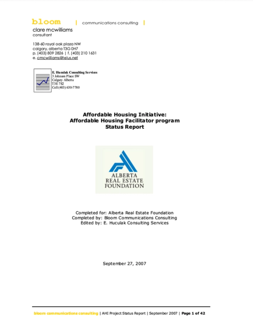 Cover page for Affordable Housing Initiative document