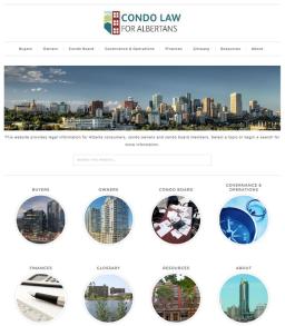 Screenshot of Condo Law for Albertans site front page