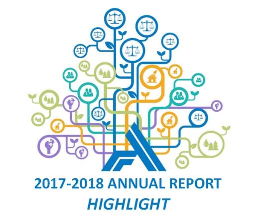 Report cover reading "2017-2018 Annual Report Highlight"