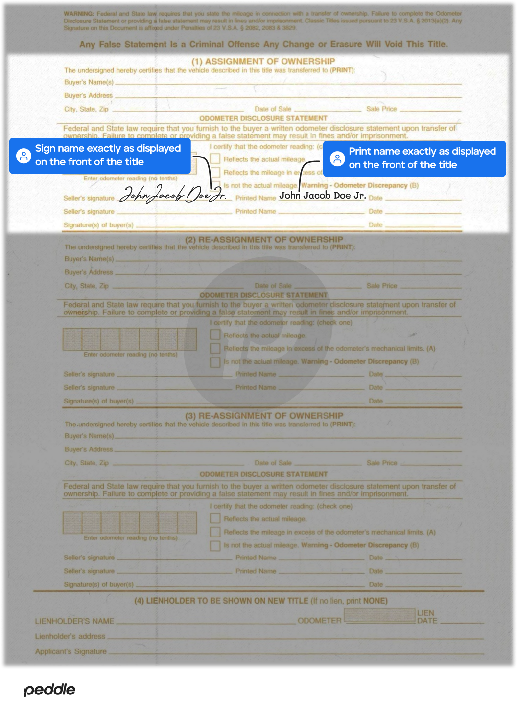 example signed title