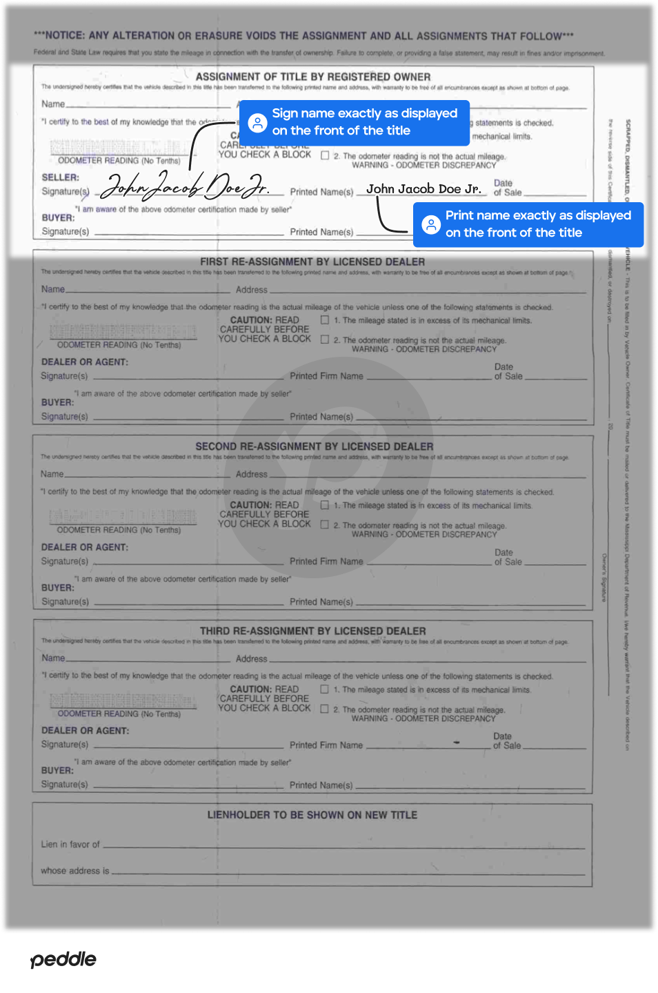 example signed title