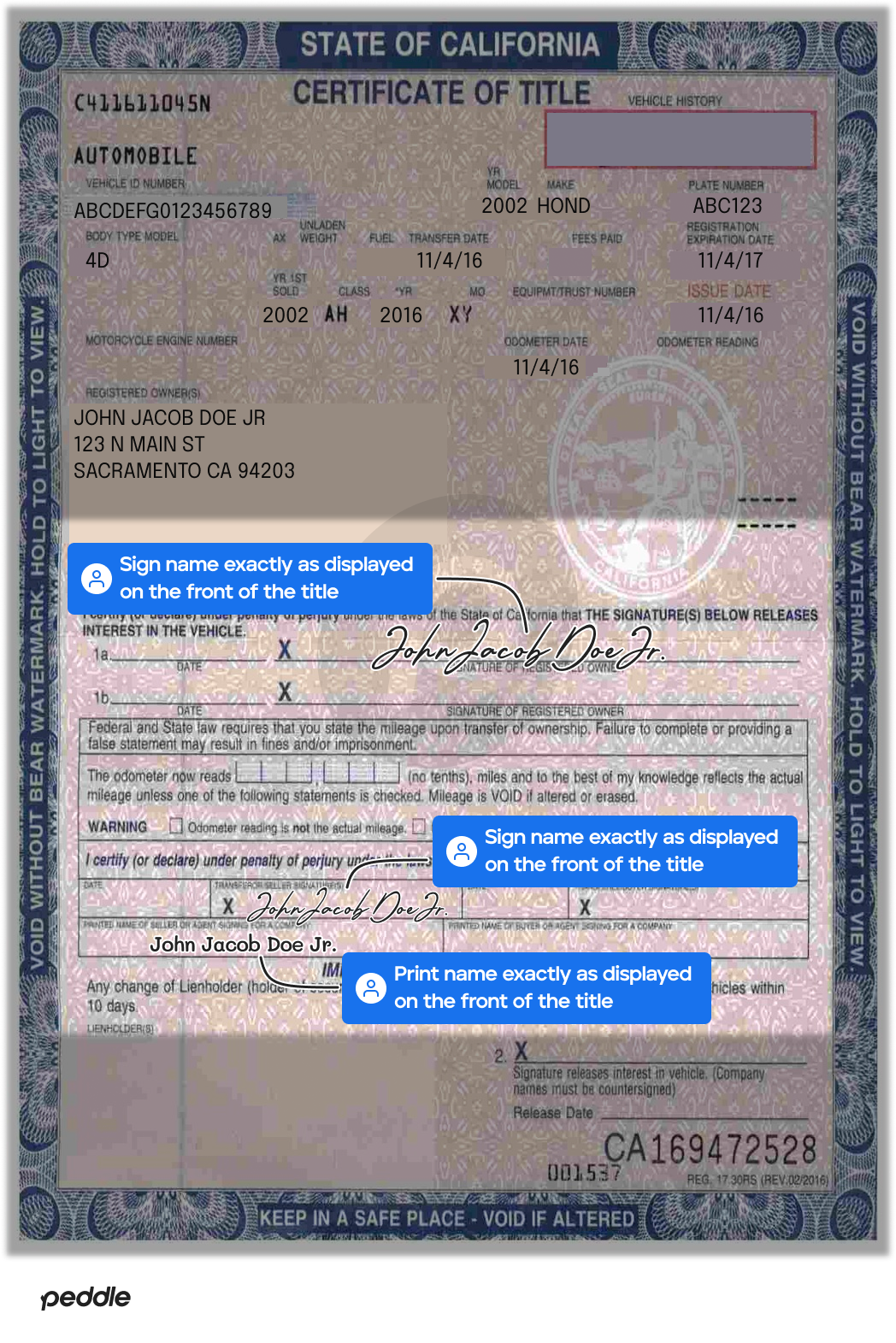 example signed title
