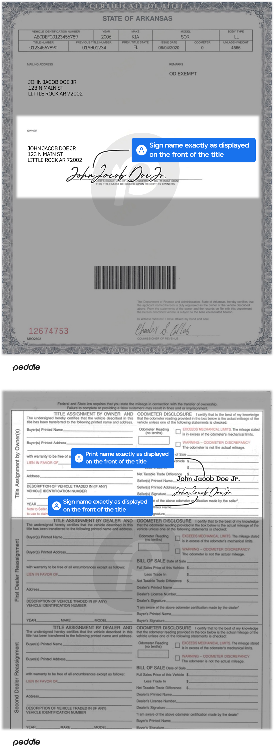 example signed title