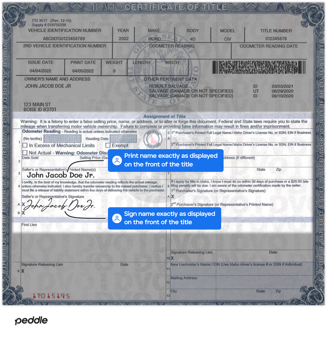 example signed title