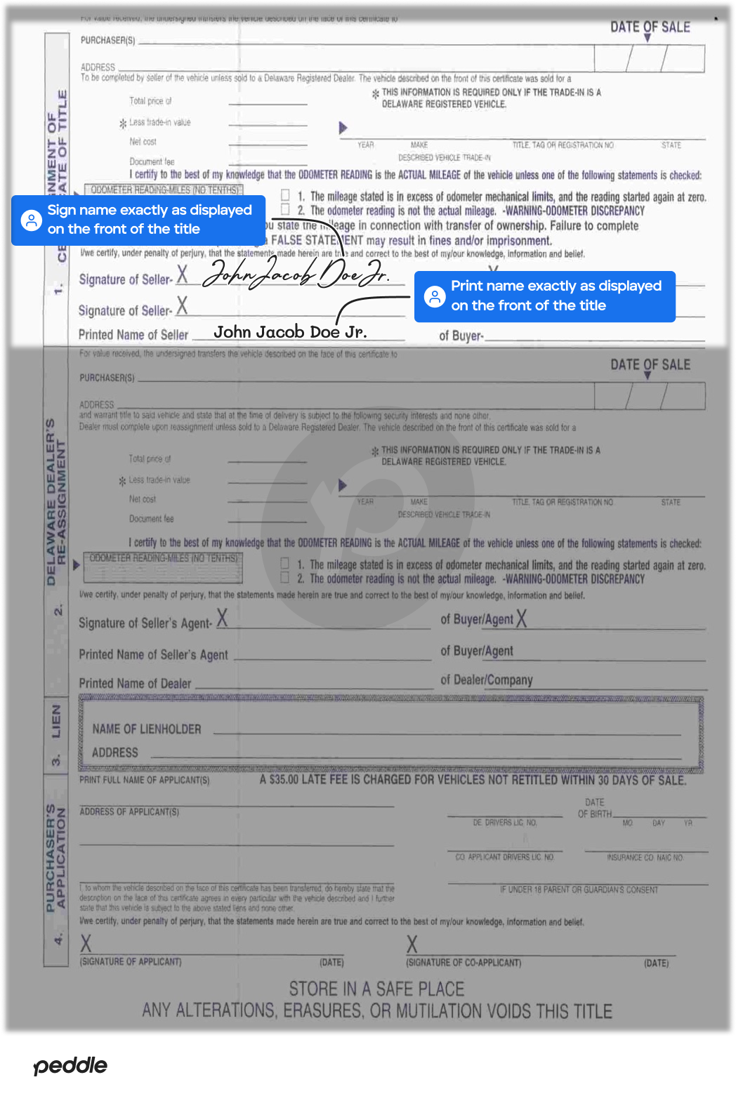example signed title