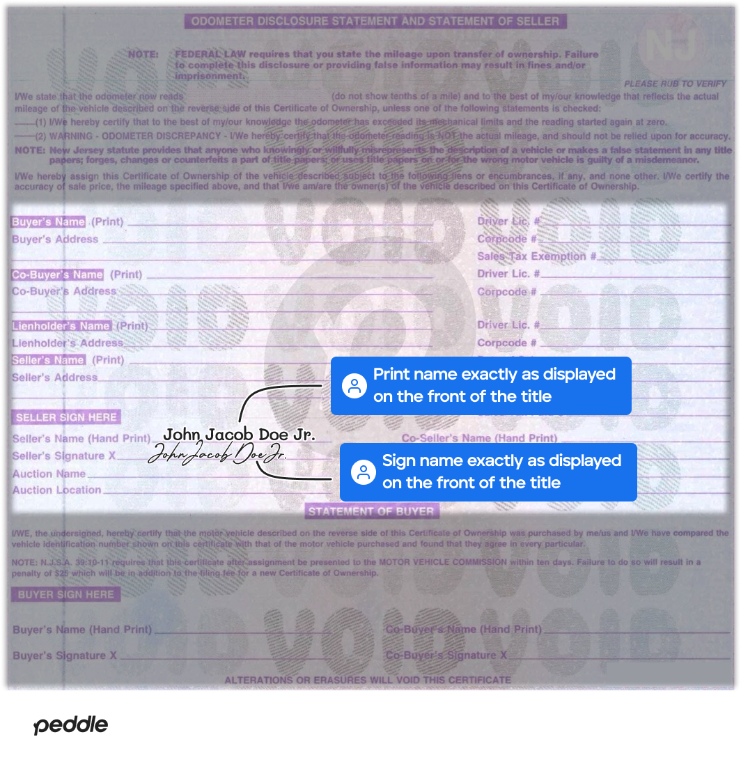 example signed title