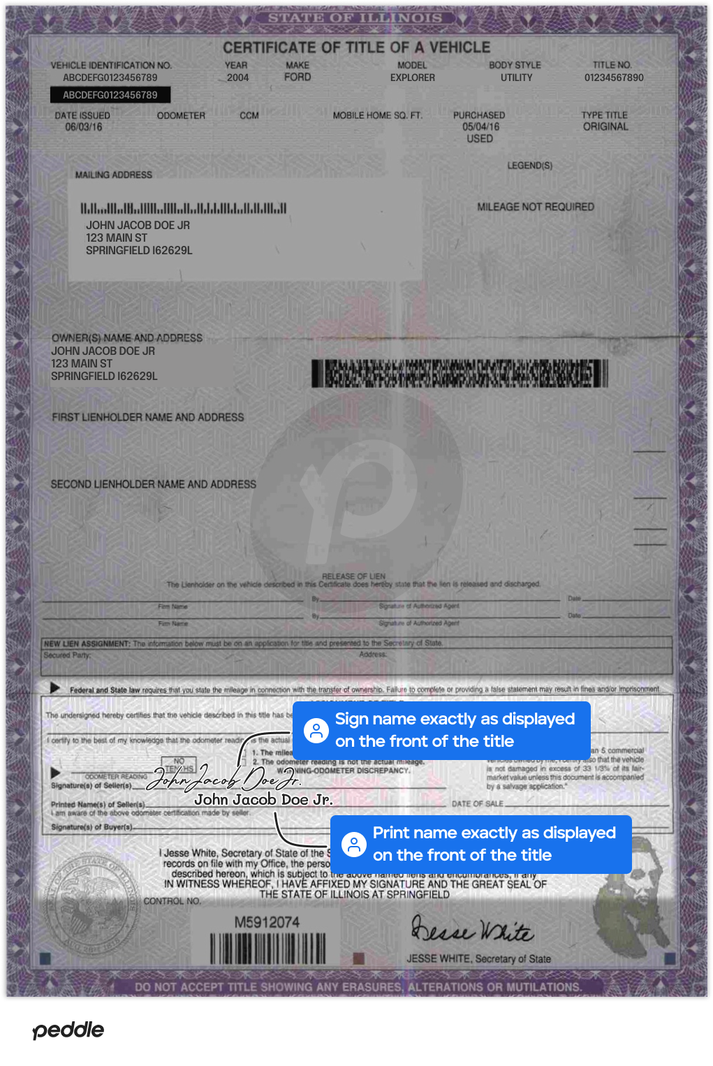 example signed title
