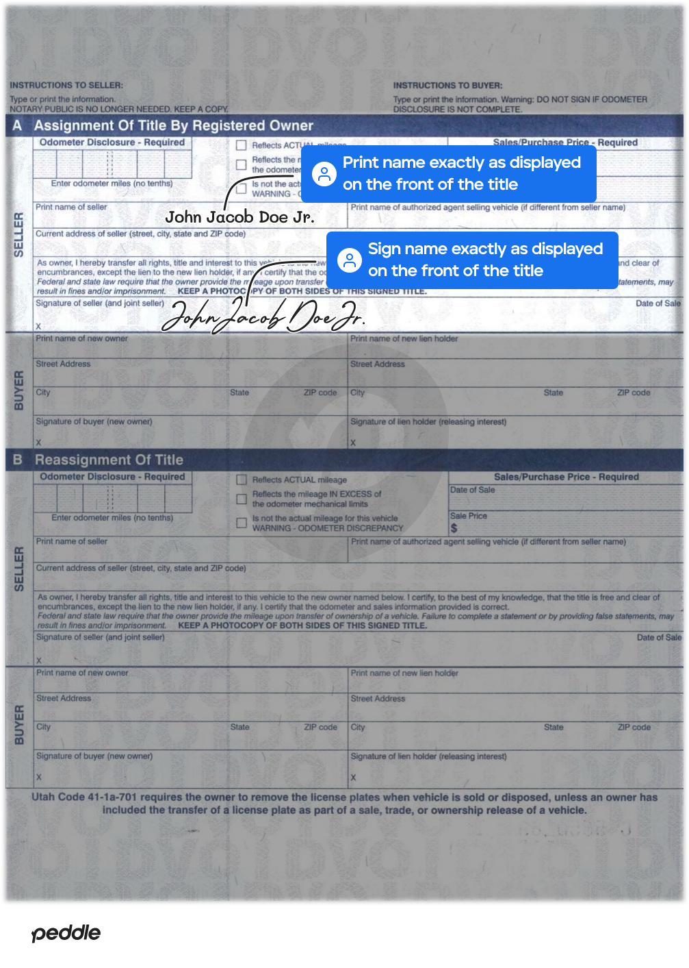 example signed title