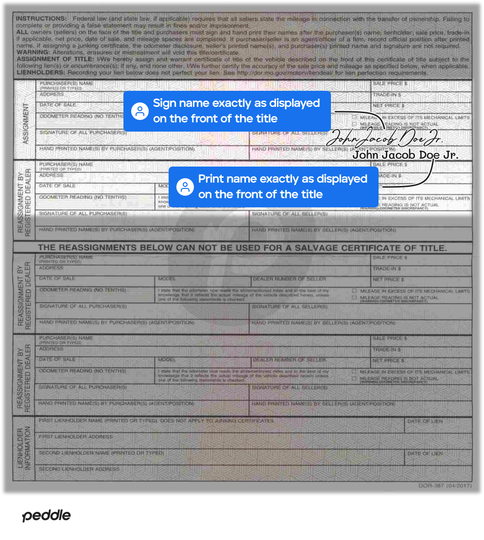 example signed title