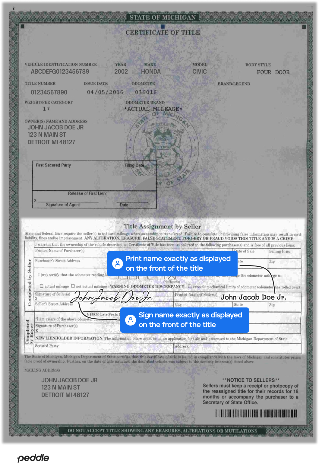 example signed title