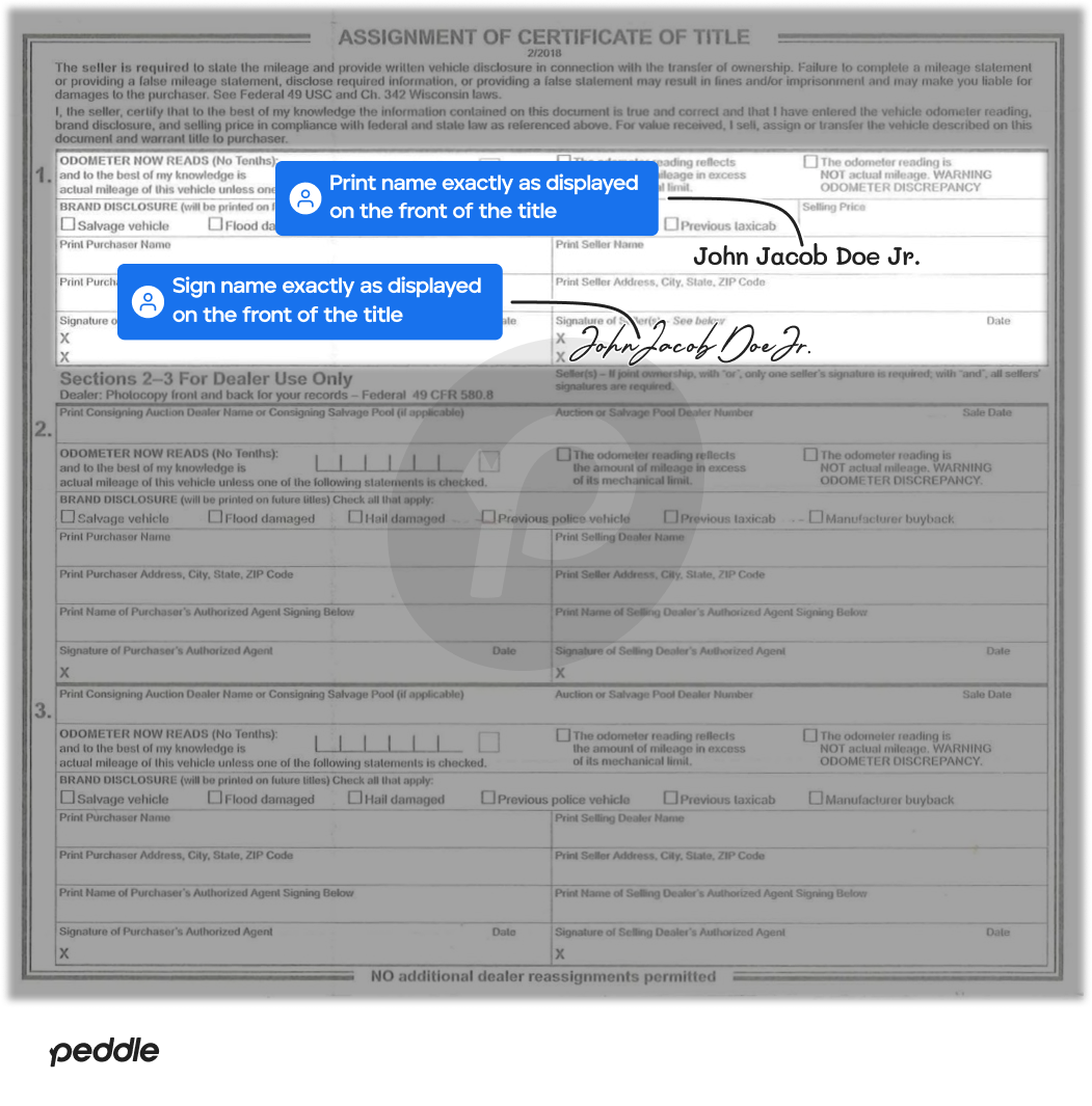 example signed title