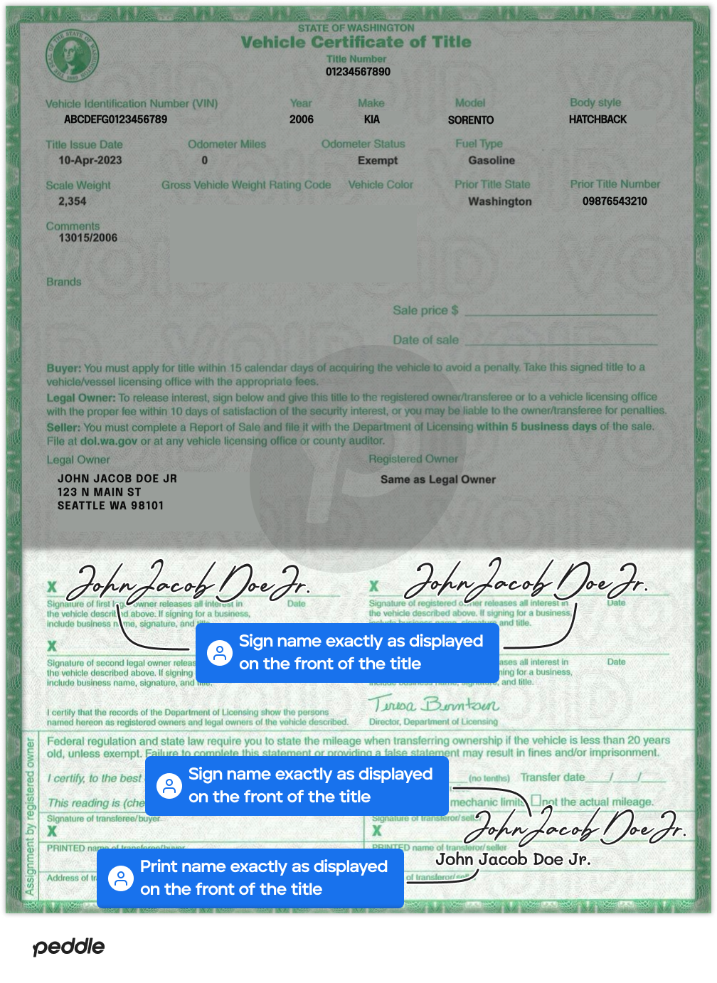 example signed title