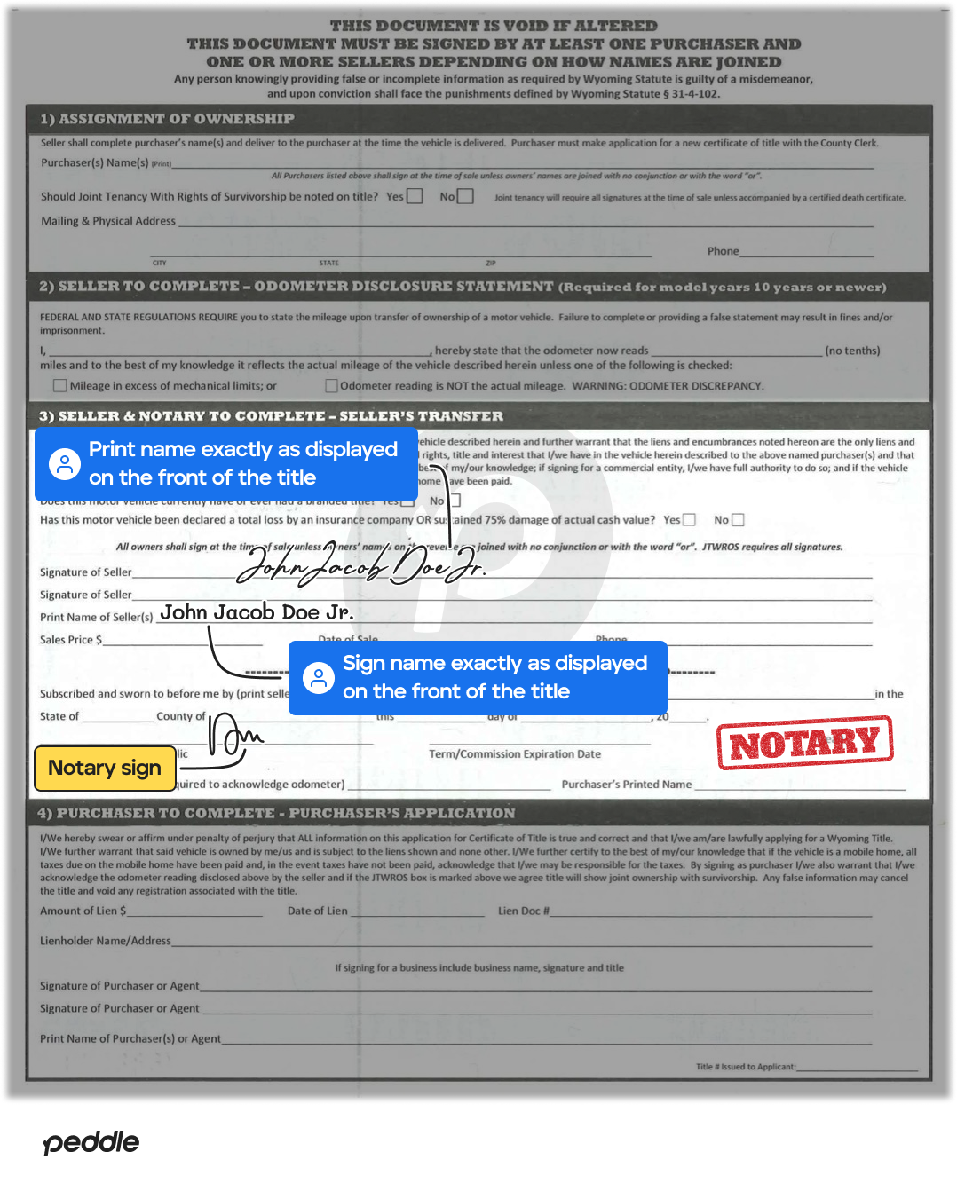 example signed title
