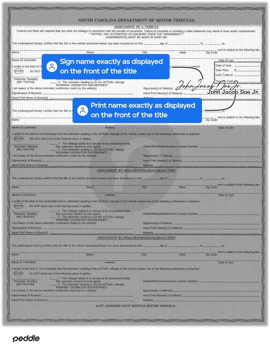 example signed title