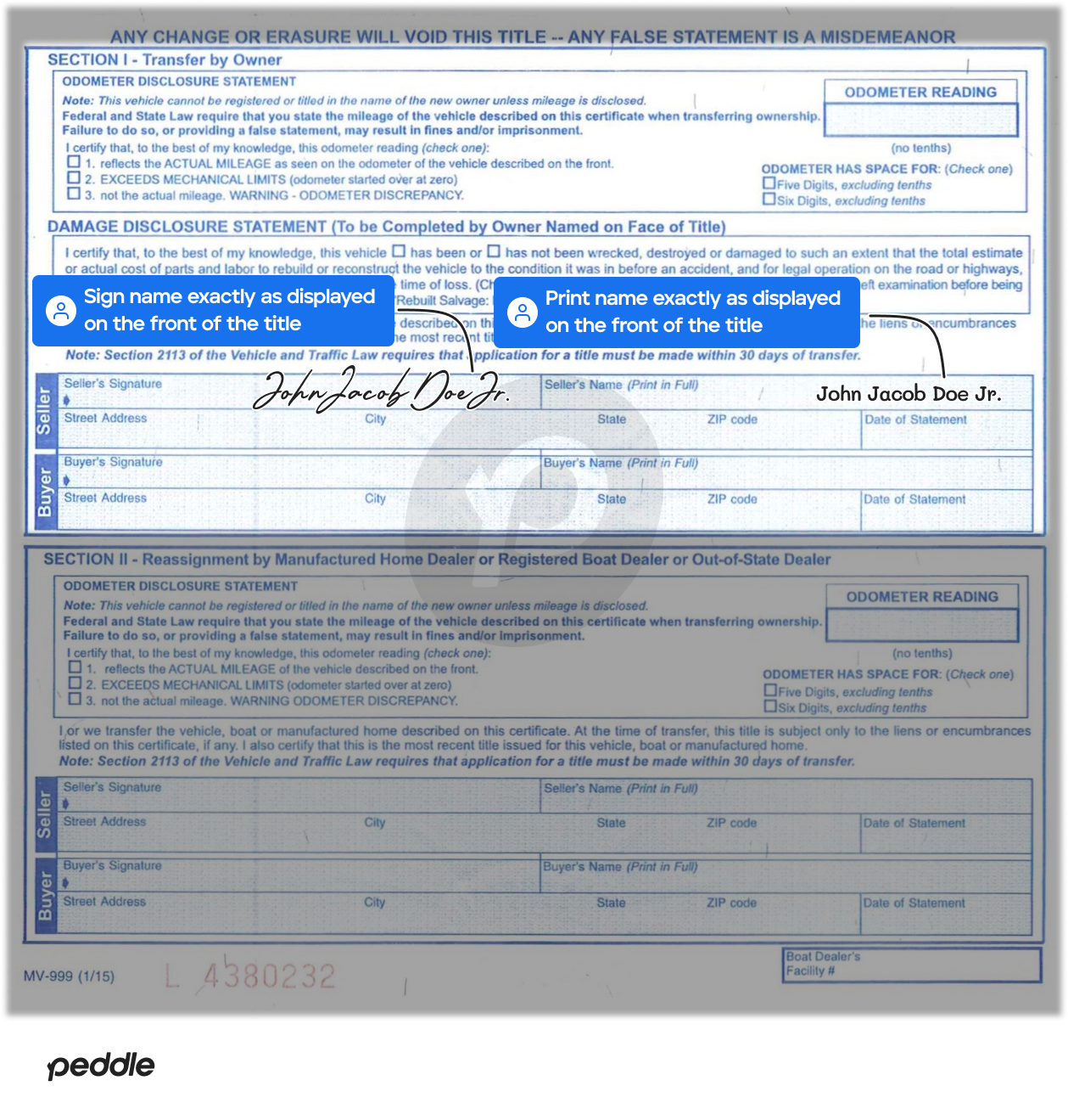 example signed title