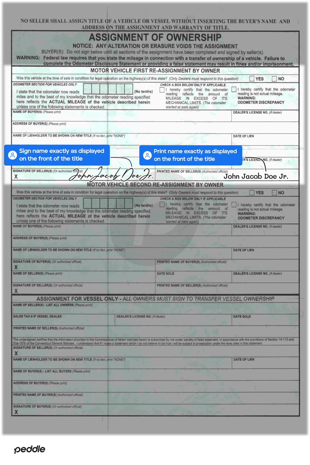 example signed title