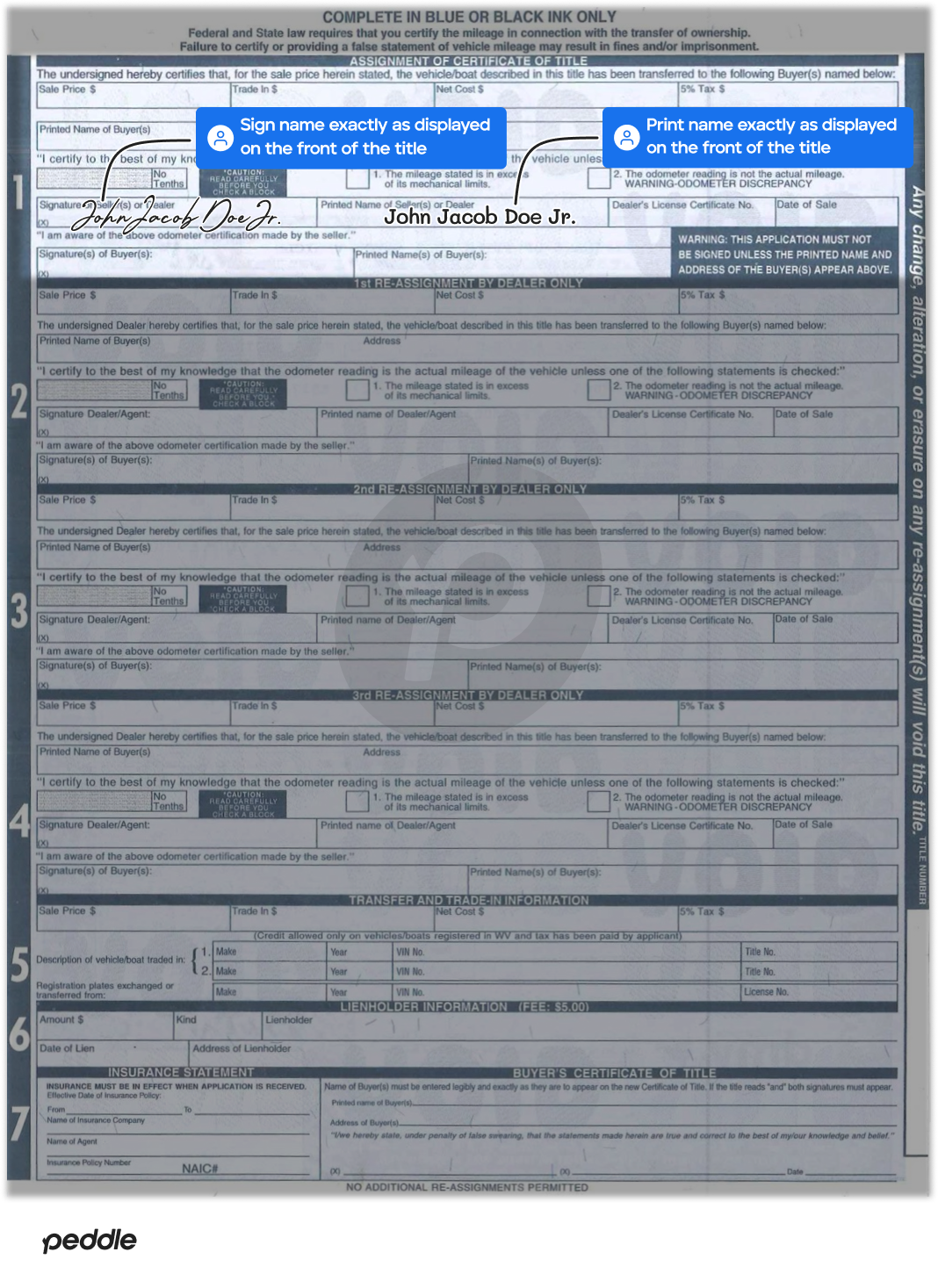 example signed title