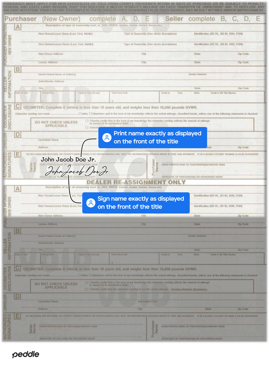 example signed title