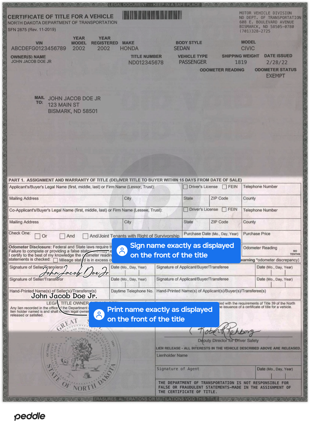 example signed title