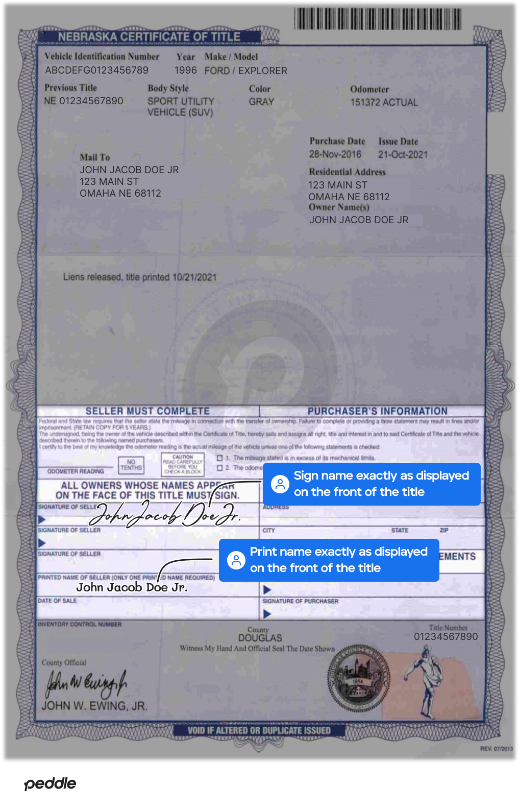 example signed title