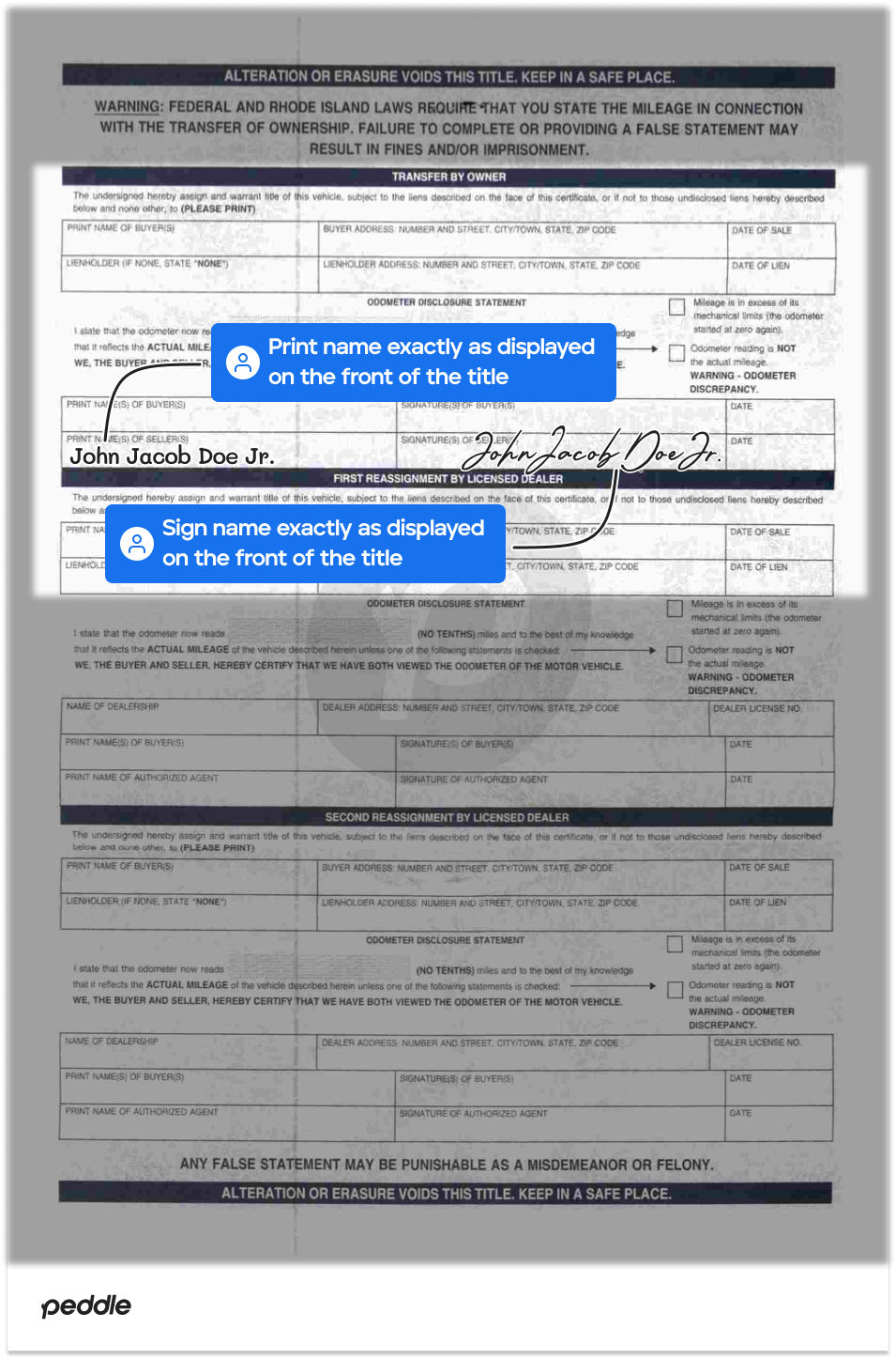 example signed title