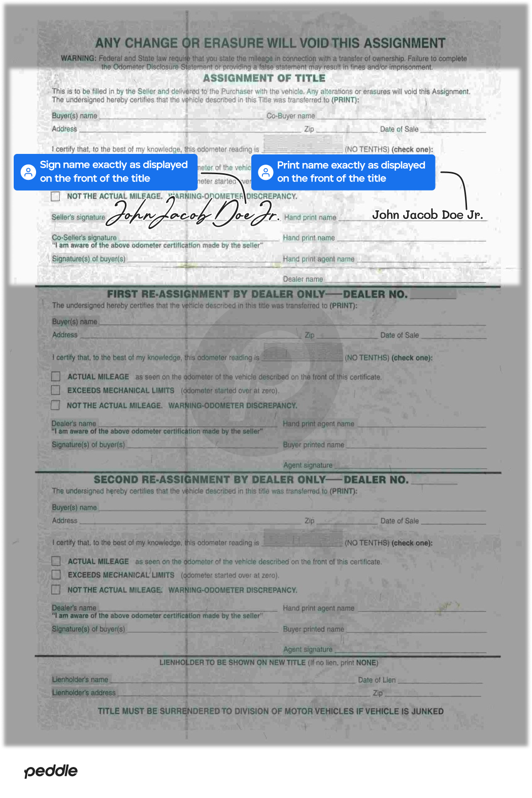 example signed title